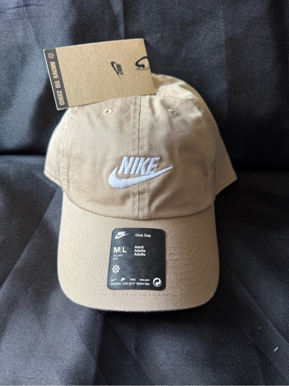 New Nike Tan Club Cap with White Logo Adjustable Size M/L